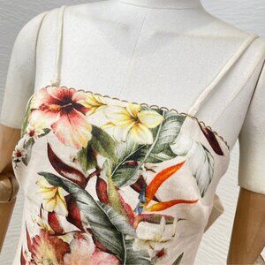 Ivory Palm Column Linen Midi Dress - Resort Swim 2024 Collection